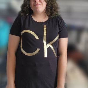 Calvin Klein Metallic Logo Tshirt Dress Size XL